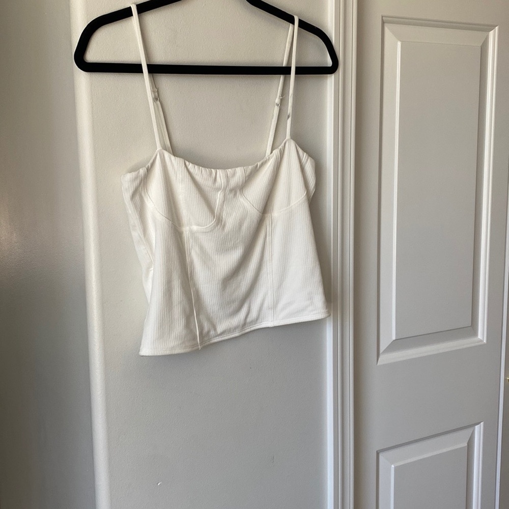 Forever 21 - White Ribbed Knit Cami Top/Crop Top
